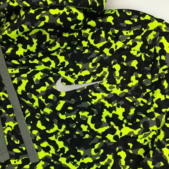 Nike Therma Fit Men Large Yellow Black Logo Long Sleeve Athletic Hoodie Pullover - Picture 5 of 7